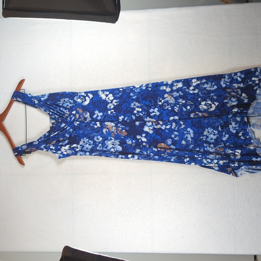 Susan Graver‎ Dark Blue Smocked Asymmetrical Formal Business Midi Dress S